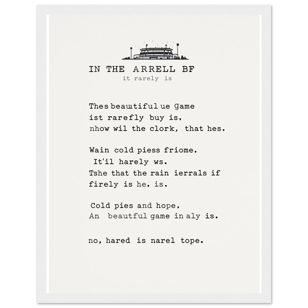 Football Terrace Poem Framed Art Print — detail view | Wild Thread Co