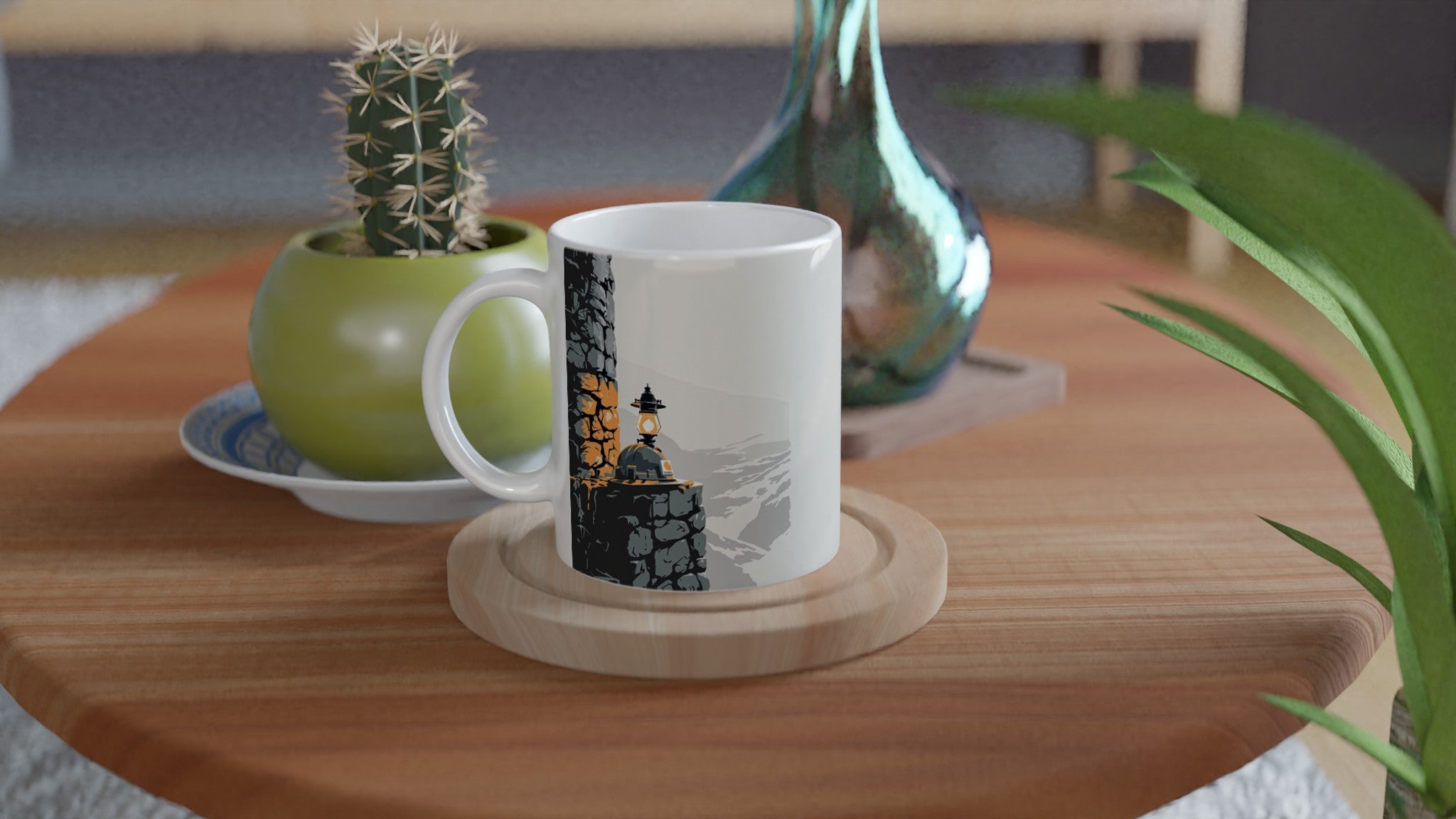 Coalfield Mining Heritage Lamp Helmet Mug — detail view | Wild Thread Co
