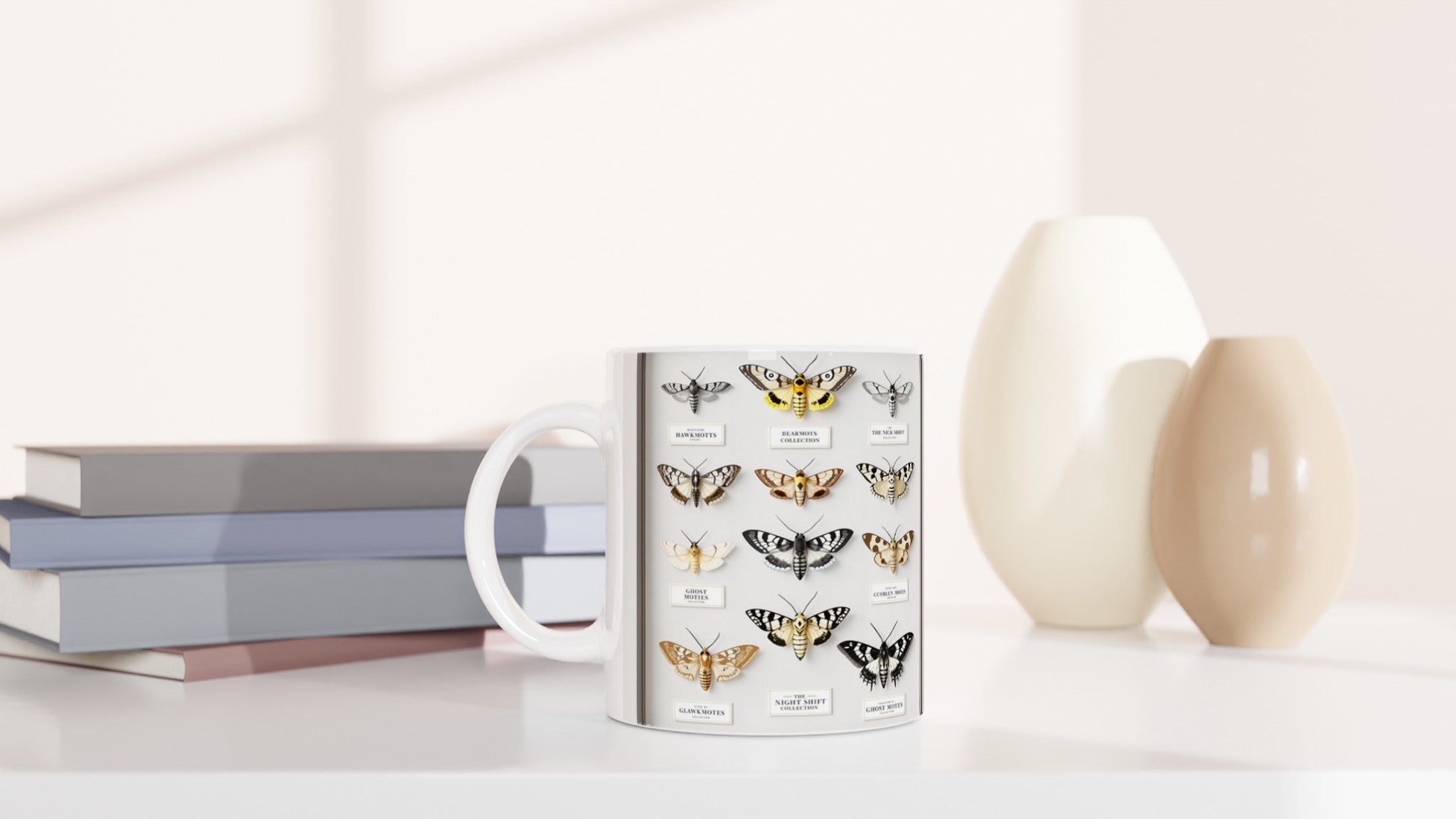 Moth Collector Specimen Case Mug — detail view | Wild Thread Co