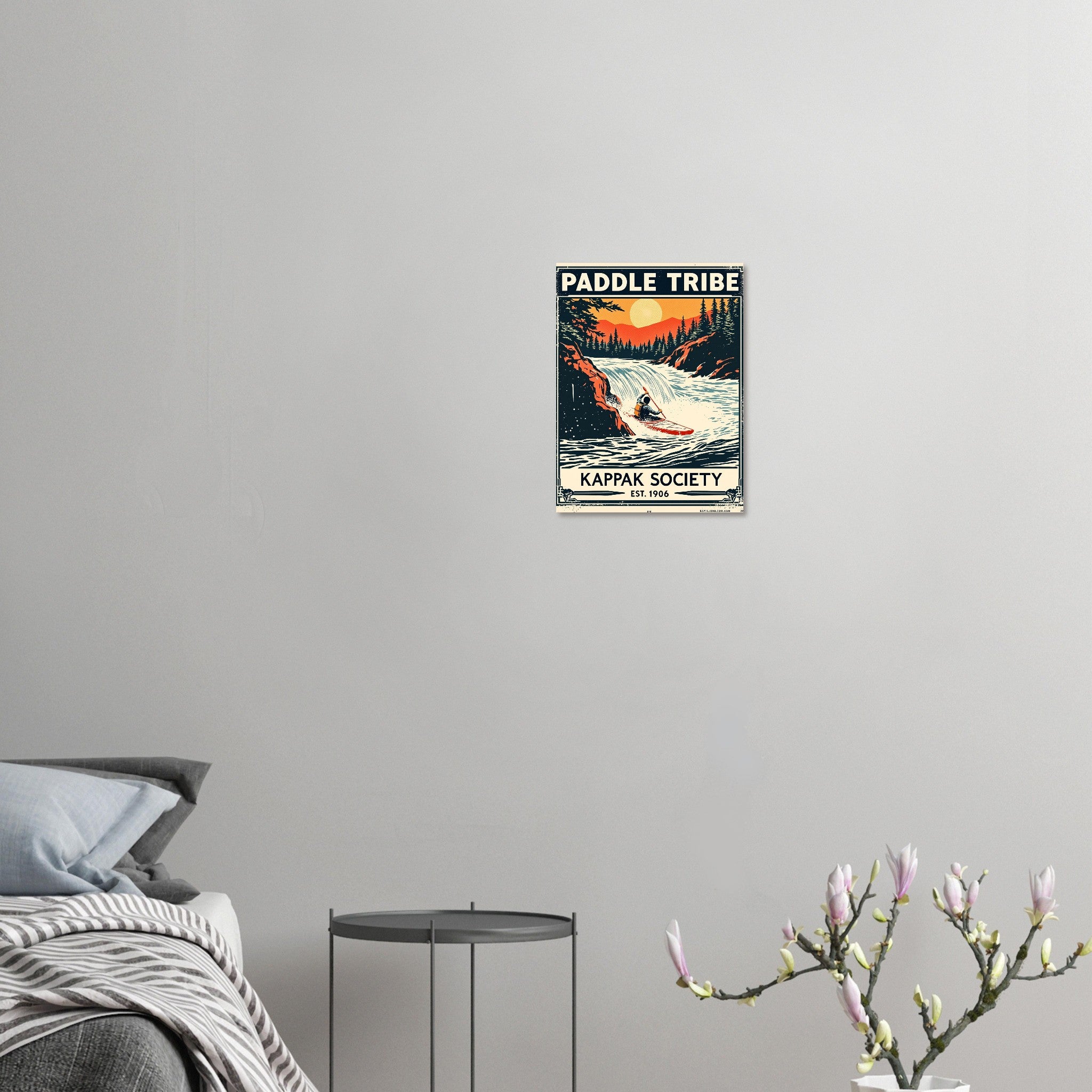 Paddle Tribe Vintage Travel Poster Art Print — detail view | Wild Thread Co