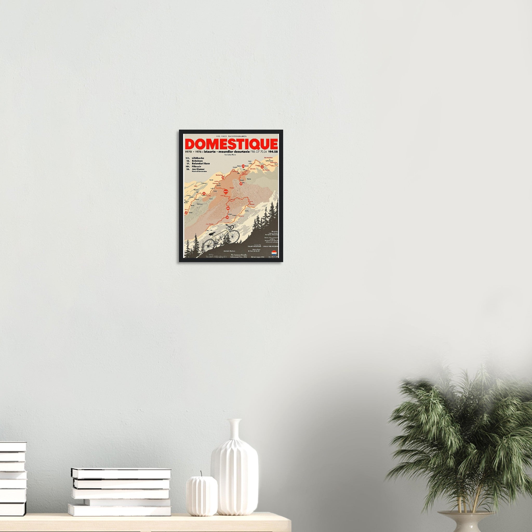 Retro Cycling Domestique Framed Print Wall Art Ready to Hang UK Framed Art Print — detail view | Wild Thread Co