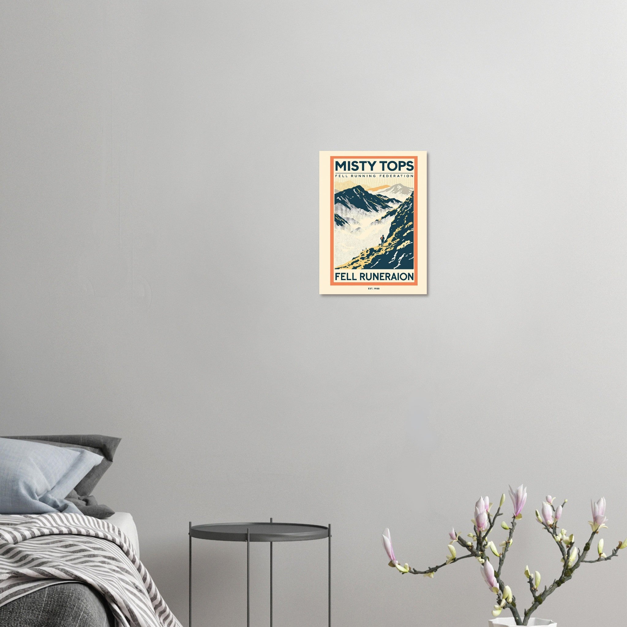 Misty Tops Vintage Travel Poster Art Print — detail view | Wild Thread Co