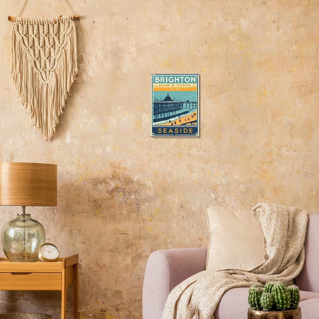 Brighton Vintage Travel Poster Art Print — detail view | Wild Thread Co