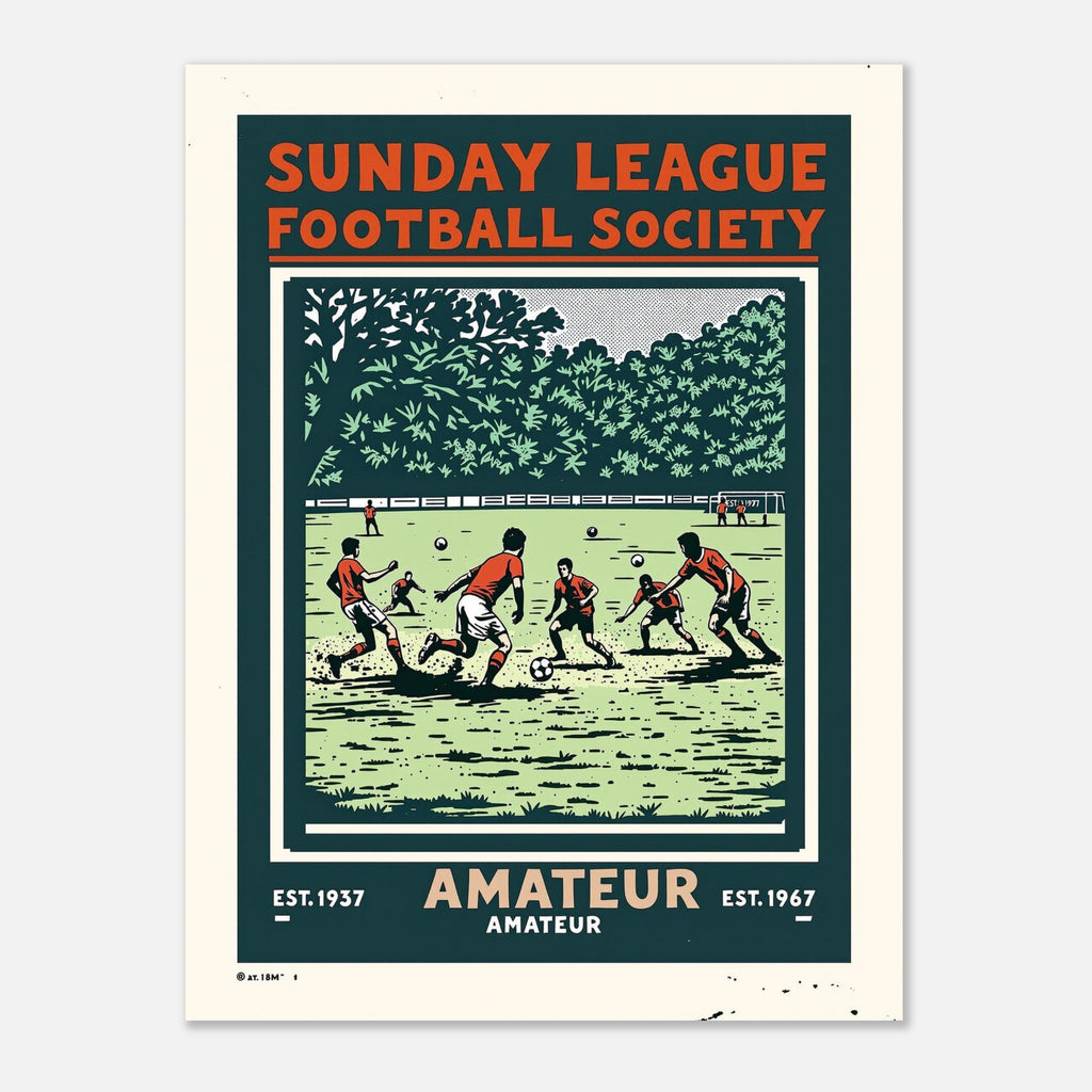 Sunday League Vintage Travel Poster Art Print — detail view | Wild Thread Co
