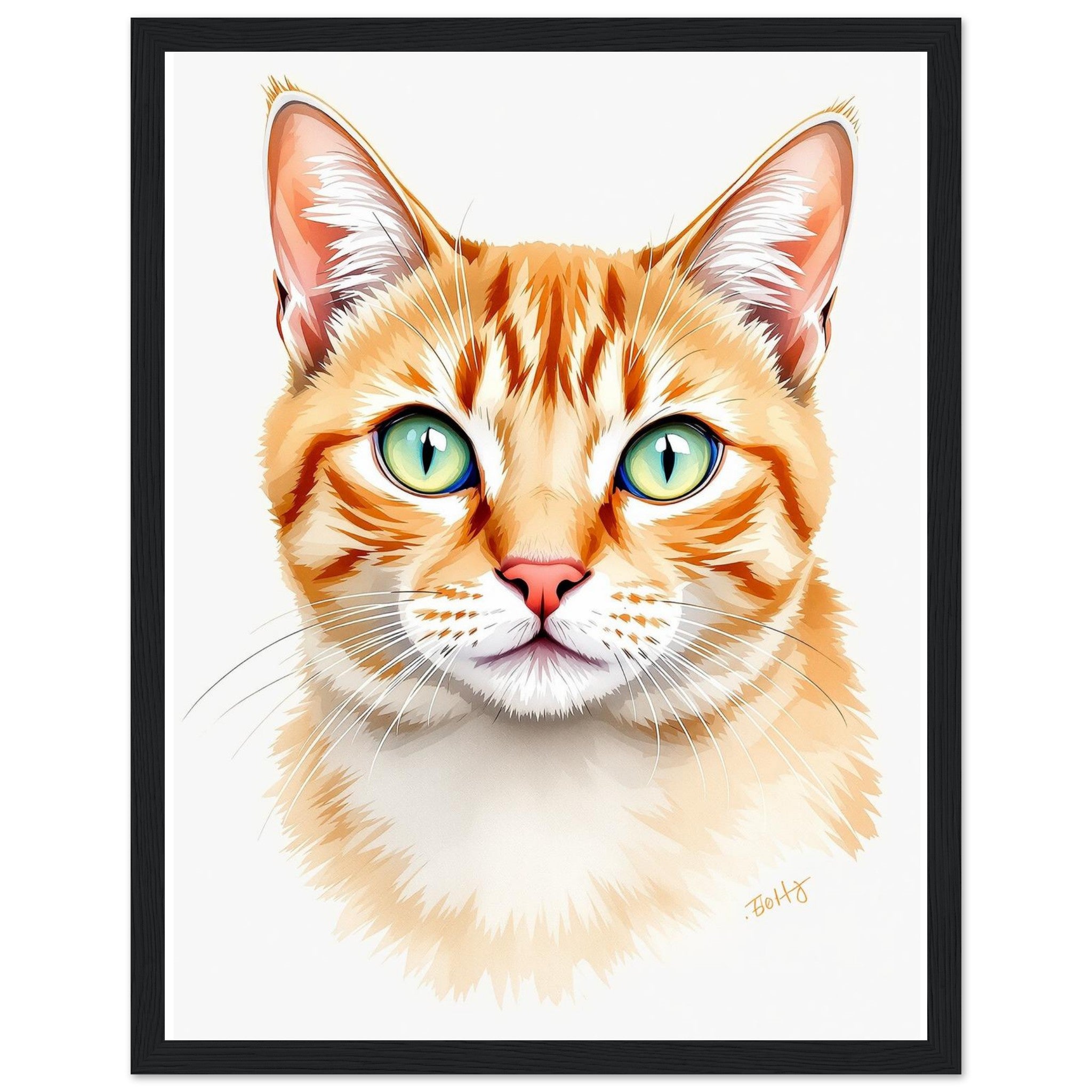 Ginger Tabby Portrait Framed Print Wall Art Ready to Hang UK — Framed Art Print | Wild Thread Co UK