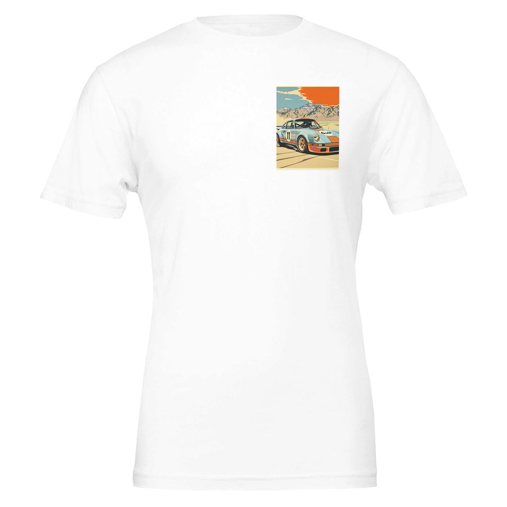Porsche Gt3 Rs Gulf Desert T-Shirt — detail view | Wild Thread Co