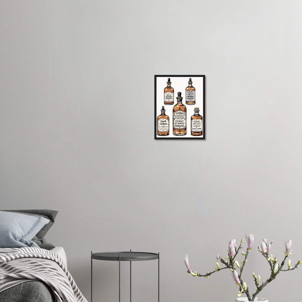 Apothecary Bottles Framed Print Wall Art Ready to Hang UK Framed Art Print — detail view | Wild Thread Co