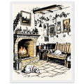 Country Pub Fireplace Sanctuary Framed Art Print — detail view | Wild Thread Co