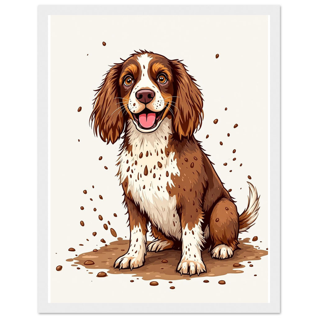Springer Spaniel Mud Framed Art Print — detail view | Wild Thread Co