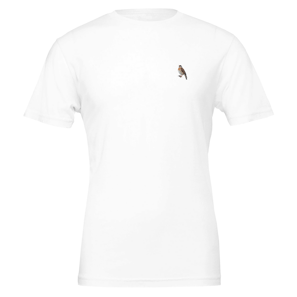 Mistle Thrush Singing Storm T-Shirt — detail view | Wild Thread Co