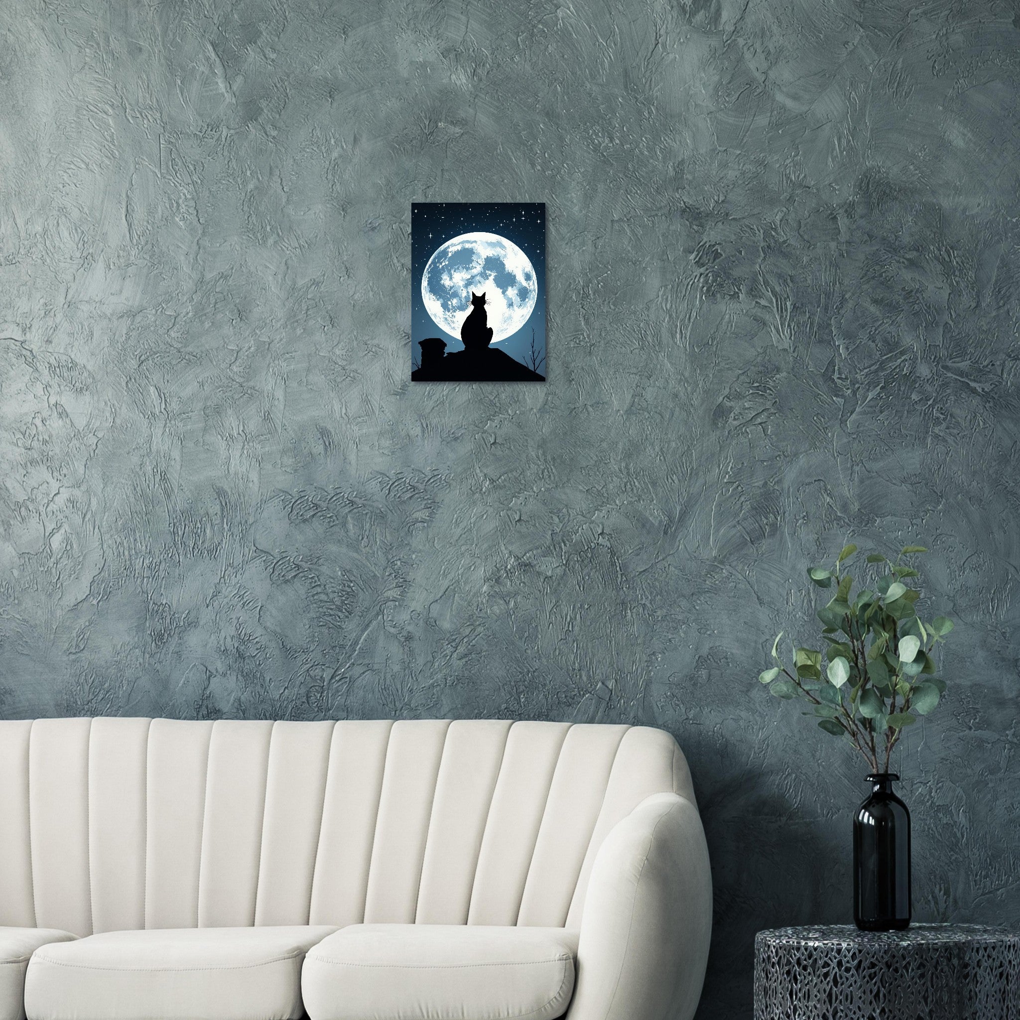 Black Cat Moonlight Art Print Art Print — detail view | Wild Thread Co