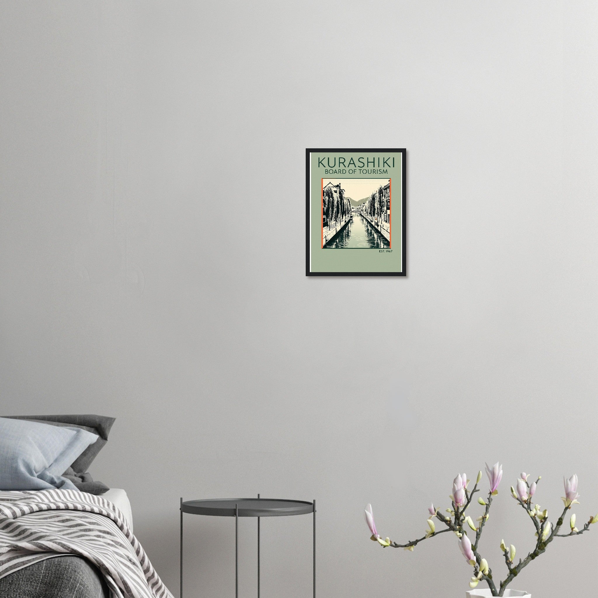 Kurashiki Vintage Travel Poster Framed Art Print — detail view | Wild Thread Co