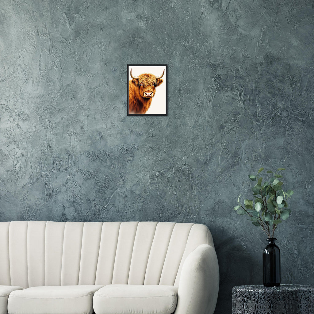 Highland Cattle Portrait Framed Print Wall Art Ready to Hang UK Framed Art Print — detail view | Wild Thread Co