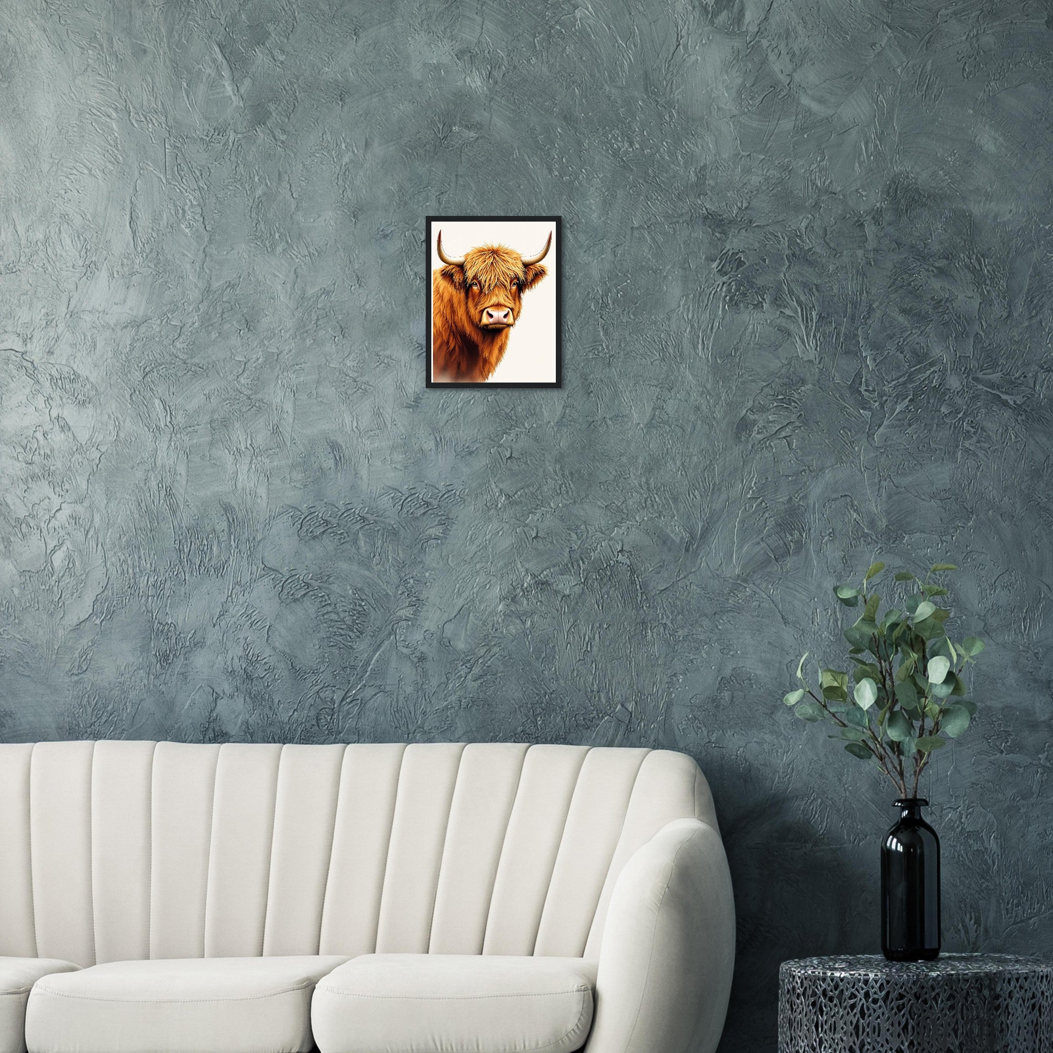 Highland Cattle Portrait Framed Print Wall Art Ready to Hang UK Framed Art Print — detail view | Wild Thread Co