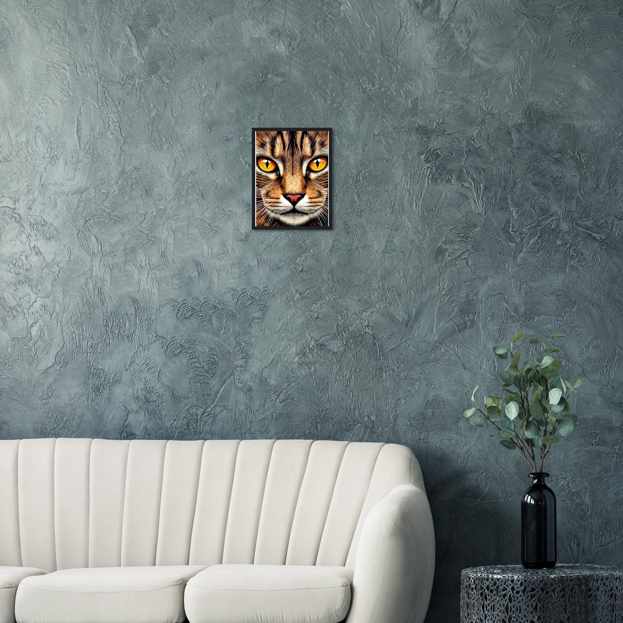 Tabby Cat Close Up Art Framed Print Wall Art Ready to Hang UK Framed Art Print — detail view | Wild Thread Co