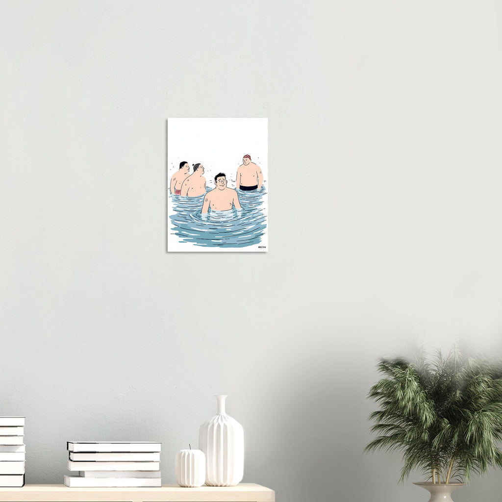 Cold Water Swimming Group , Wild Swimming Gift A1 UK Art Print Poster Wall Art U Art Print — detail view | Wild Thread Co
