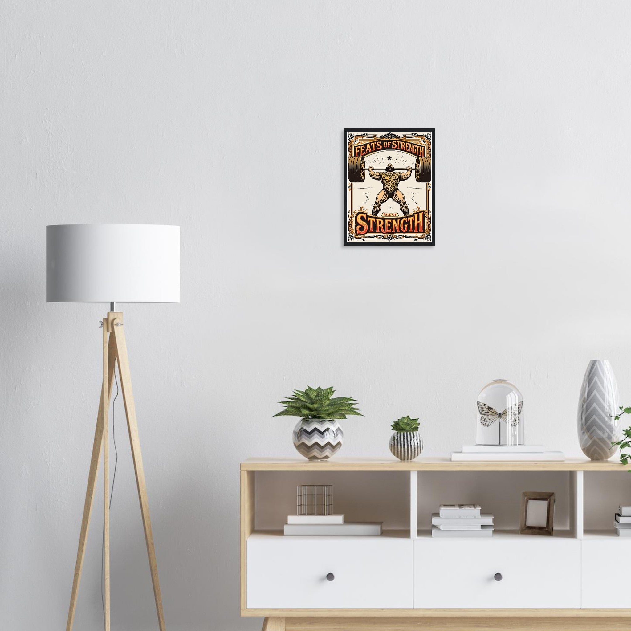 Retro Weightlifting Strongman Framed Art Print — detail view | Wild Thread Co