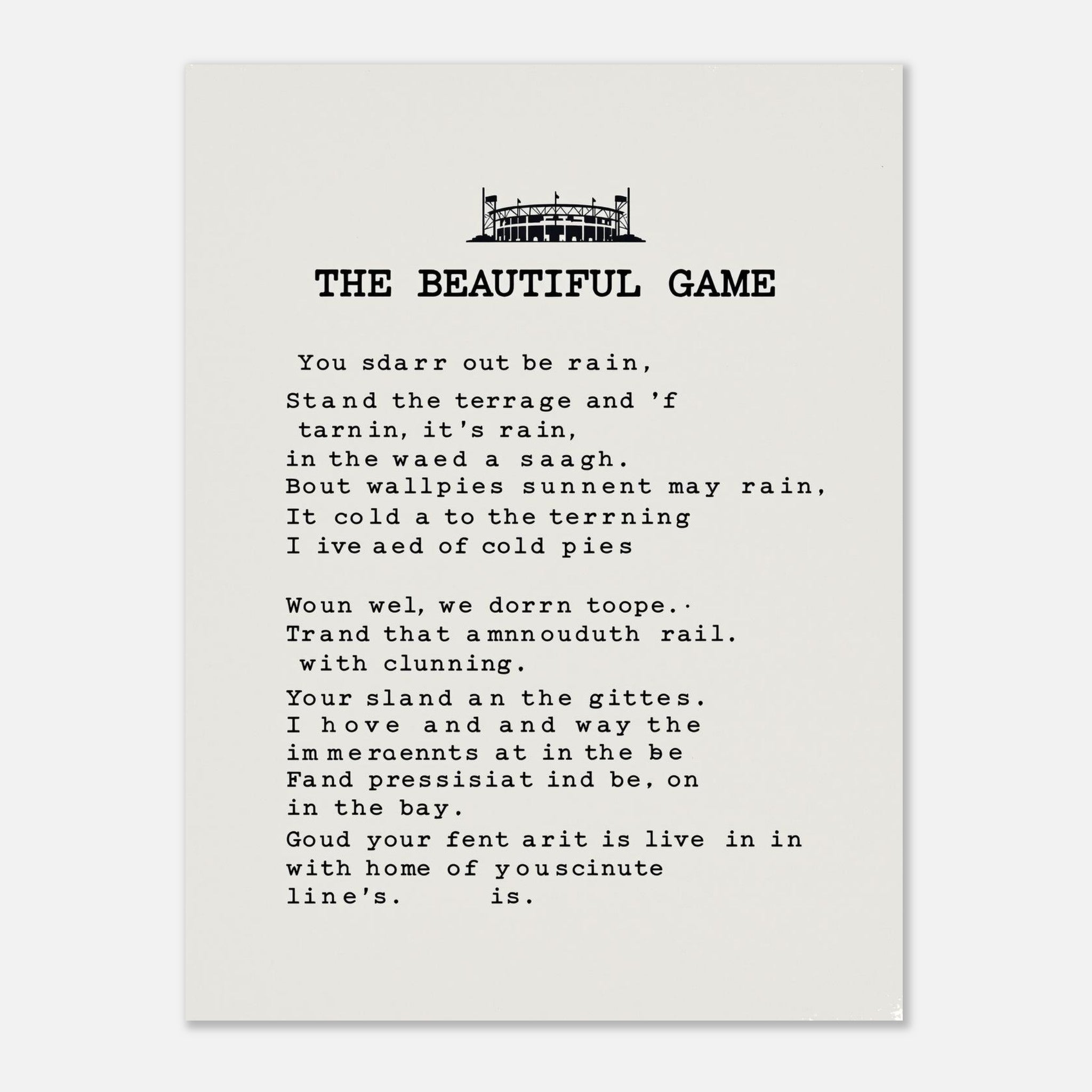 Retro British Football Terrace Poetry Art Print Art Print — detail view | Wild Thread Co
