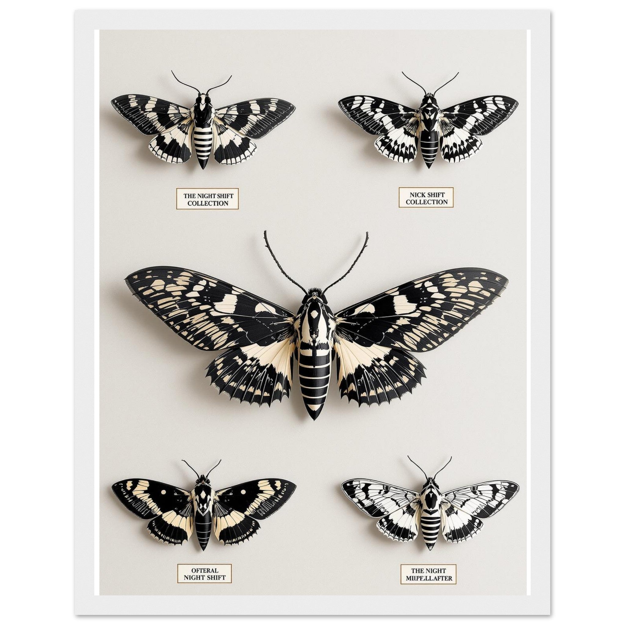 Dark Academia Moth Collector Framed Print Wall Art Ready to Hang UK Framed Art Print — detail view | Wild Thread Co