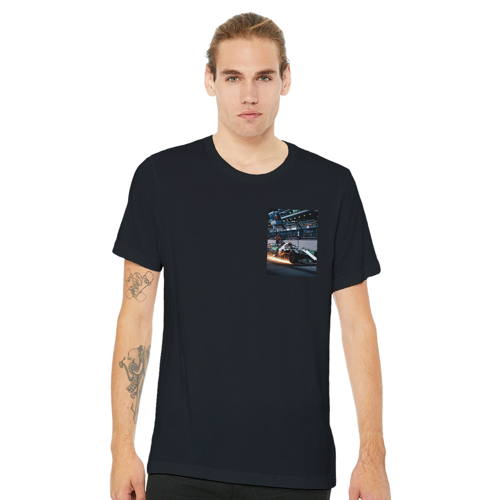 F1 Sparks Night T-Shirt — detail view | Wild Thread Co