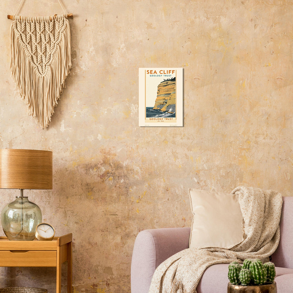 Sea Cliff Vintage Travel Poster Art Print — detail view | Wild Thread Co