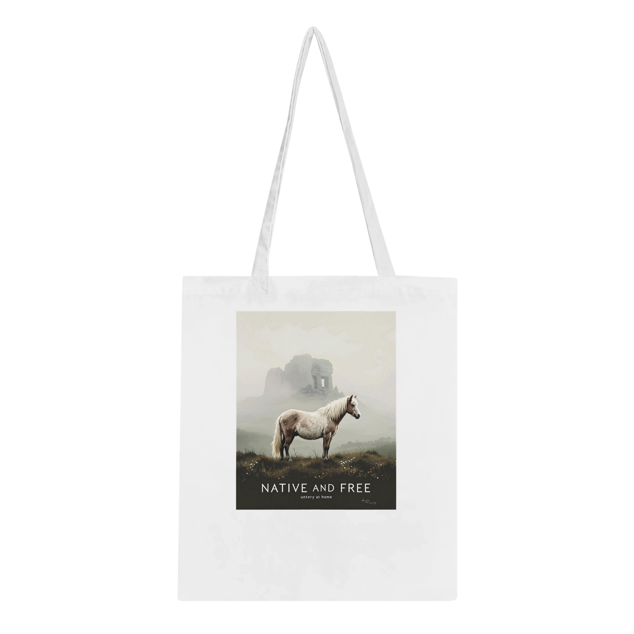 Dartmoor Wild Pony Mist Tote Bag Cotton Shopper UK — Tote Bag | Wild Thread Co UK