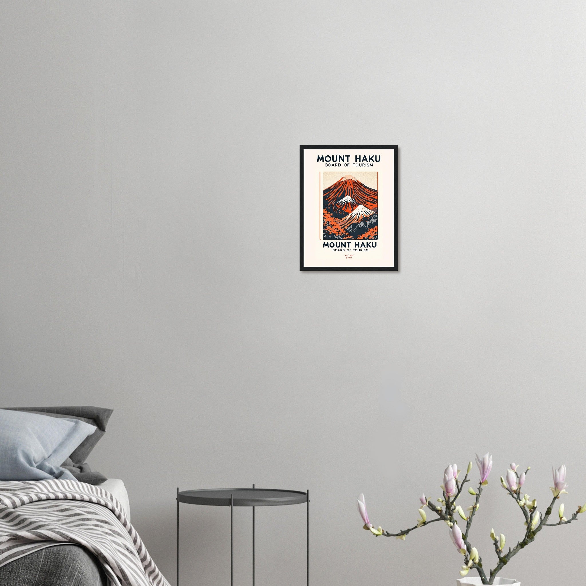 Mount Haku Vintage Travel Poster Framed Art Print — detail view | Wild Thread Co