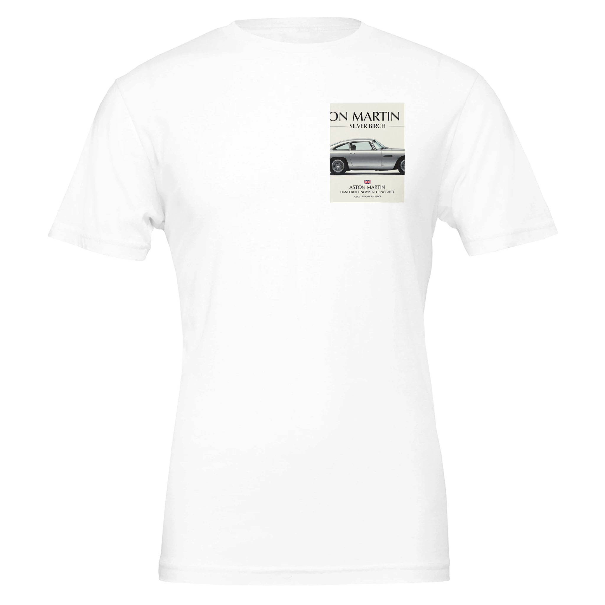 Aston Martin Db5 British Spec Poster T-Shirt — detail view | Wild Thread Co
