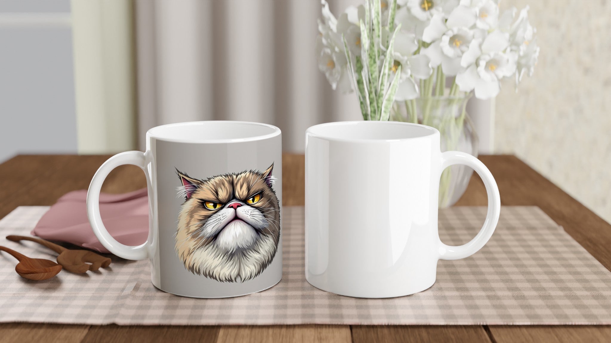 Grumpy Cat Face Mug — detail view | Wild Thread Co