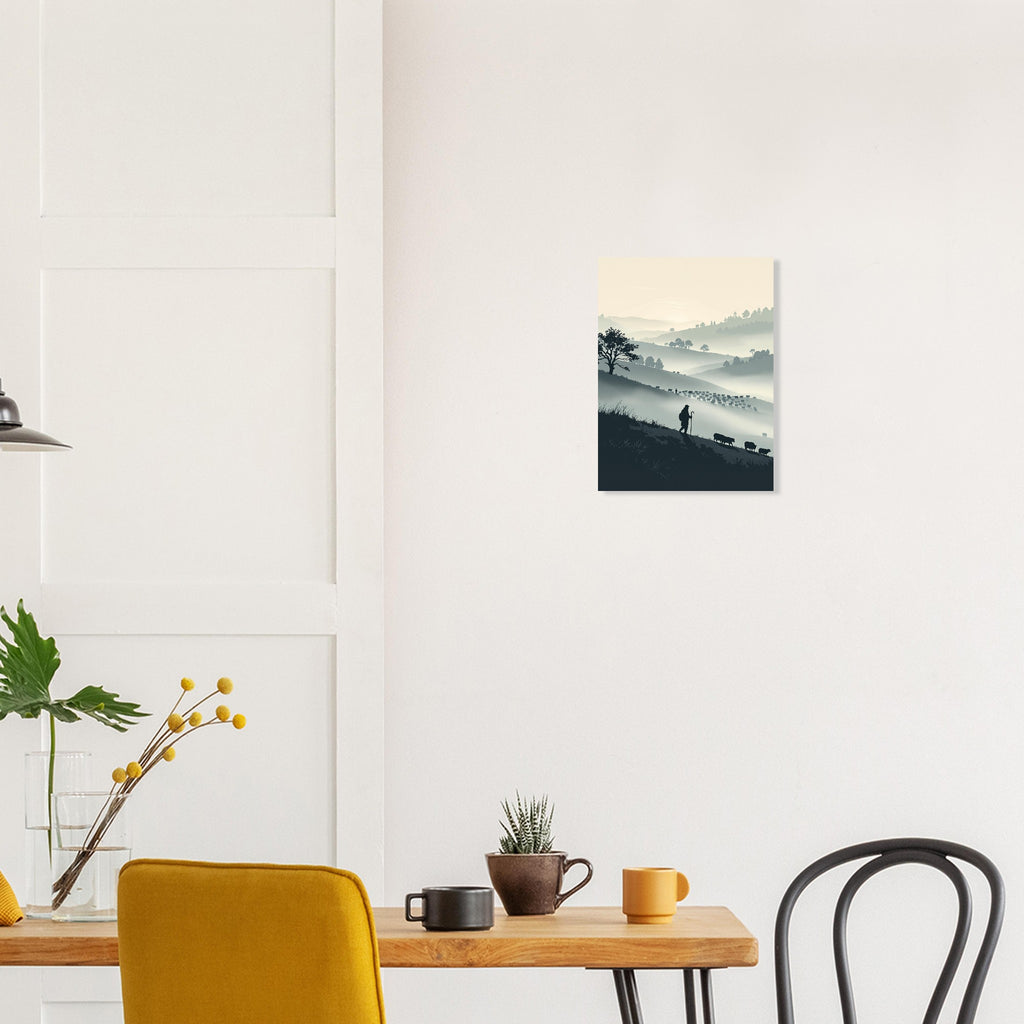 The Long Walk Home Shepherd Hillside Art Print Art Print — detail view | Wild Thread Co