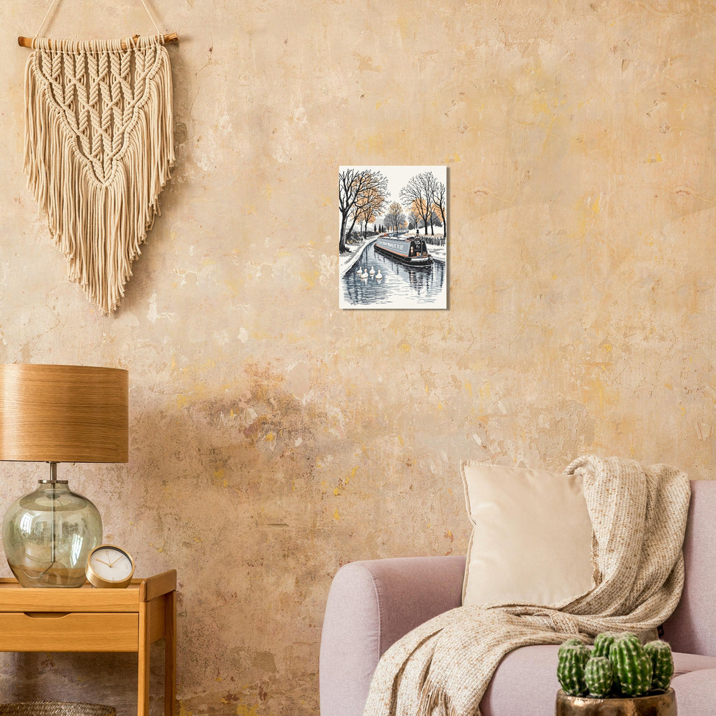 Slow Down Narrowboat Canal Art Art Print Art Print — detail view | Wild Thread Co