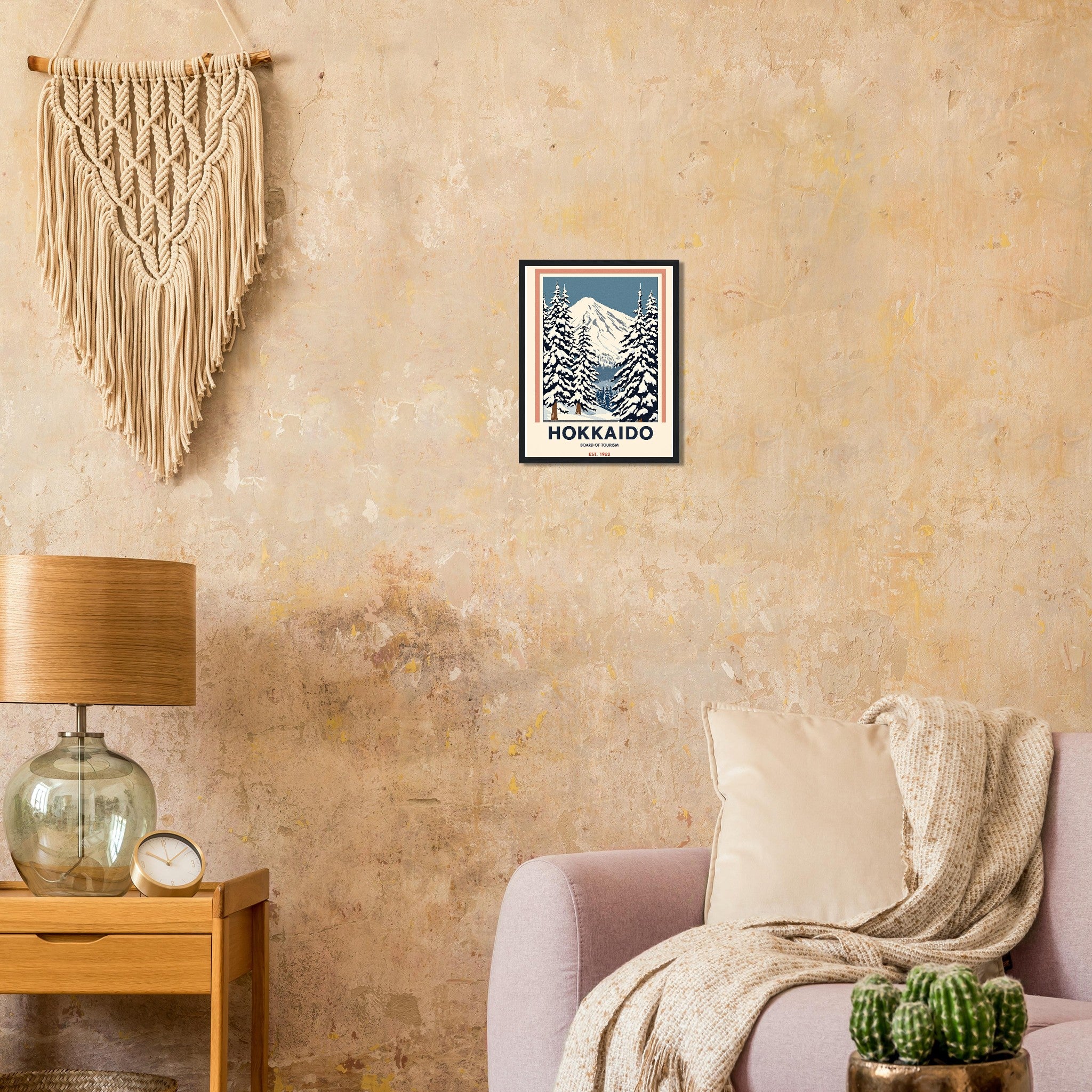 Hokkaido Vintage Travel Poster Framed Art Print — detail view | Wild Thread Co