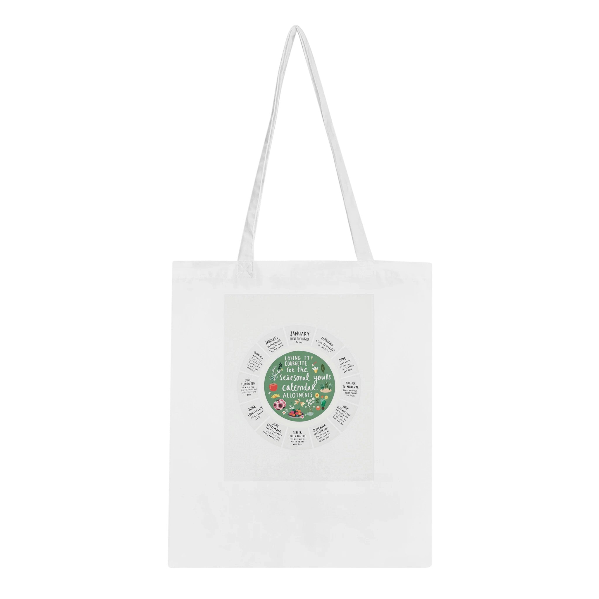 Allotment Circular Seasonal Calendar Tote Bag Cotton Shopper UK — Tote Bag | Wild Thread Co UK