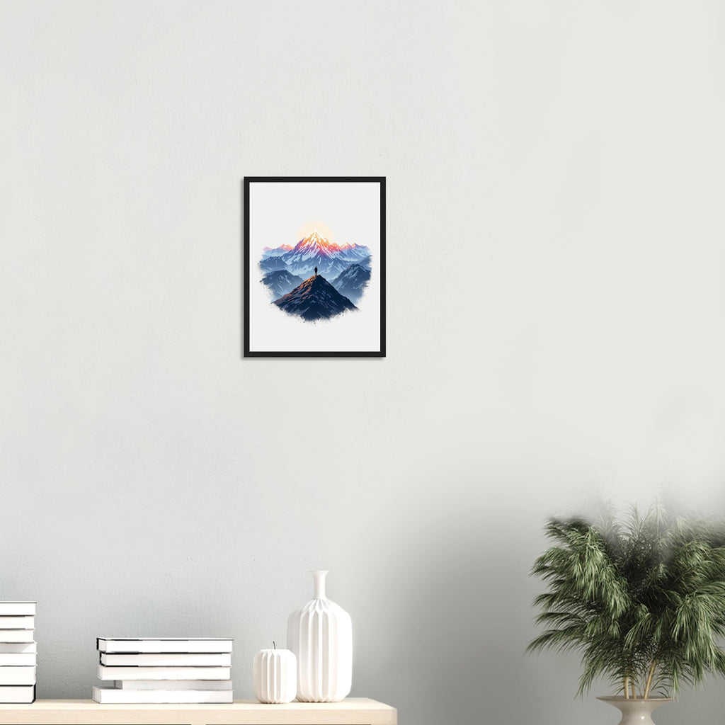 New Day Mountain Light Alpenglow Framed Print Wall Art Ready to Hang Framed Art Print — detail view | Wild Thread Co