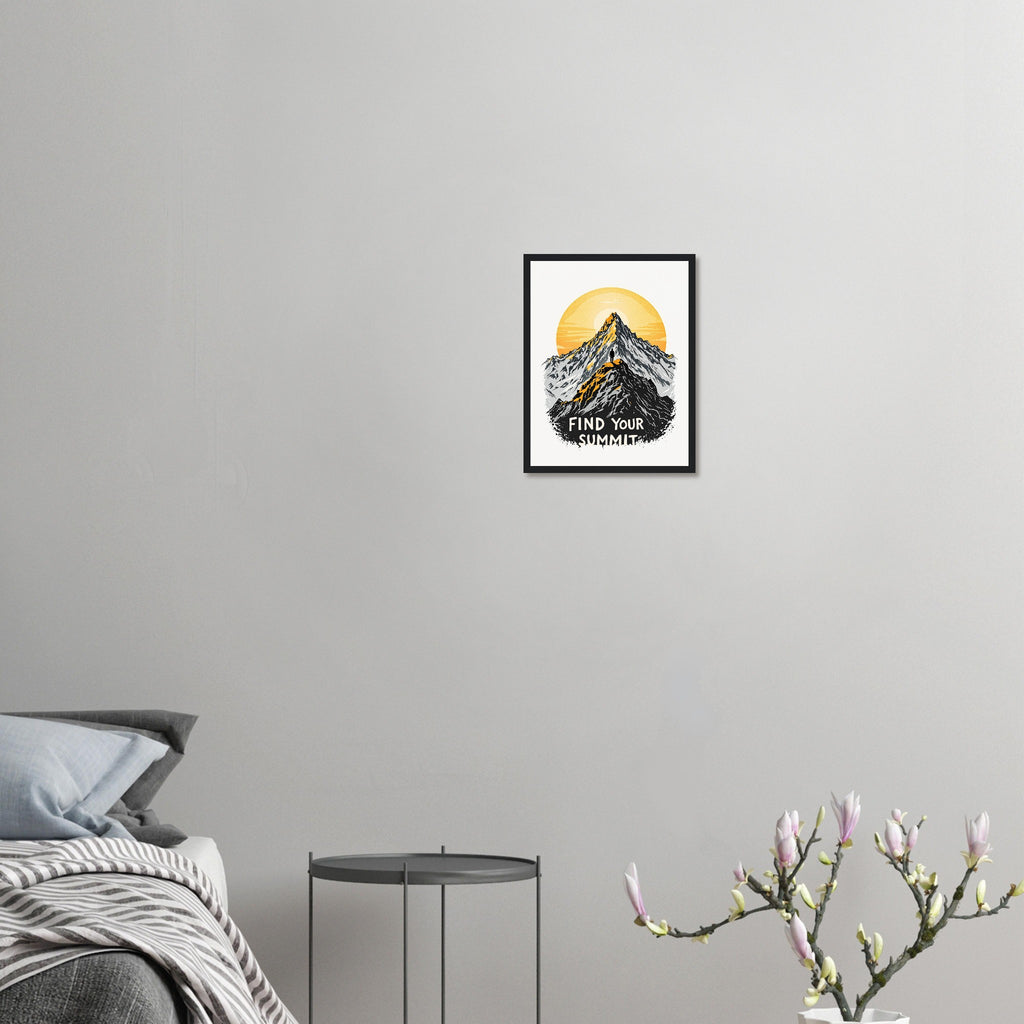 Mountain Summit Framed Print Wall Art Ready to Hang UK Framed Art Print — detail view | Wild Thread Co
