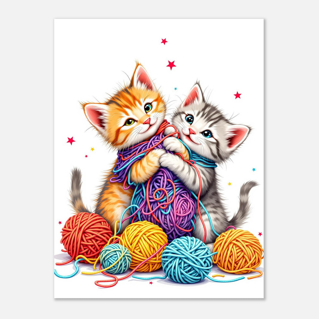 Cats Playing Yarn Art Print Poster Wall Art UK — Art Print | Wild Thread Co