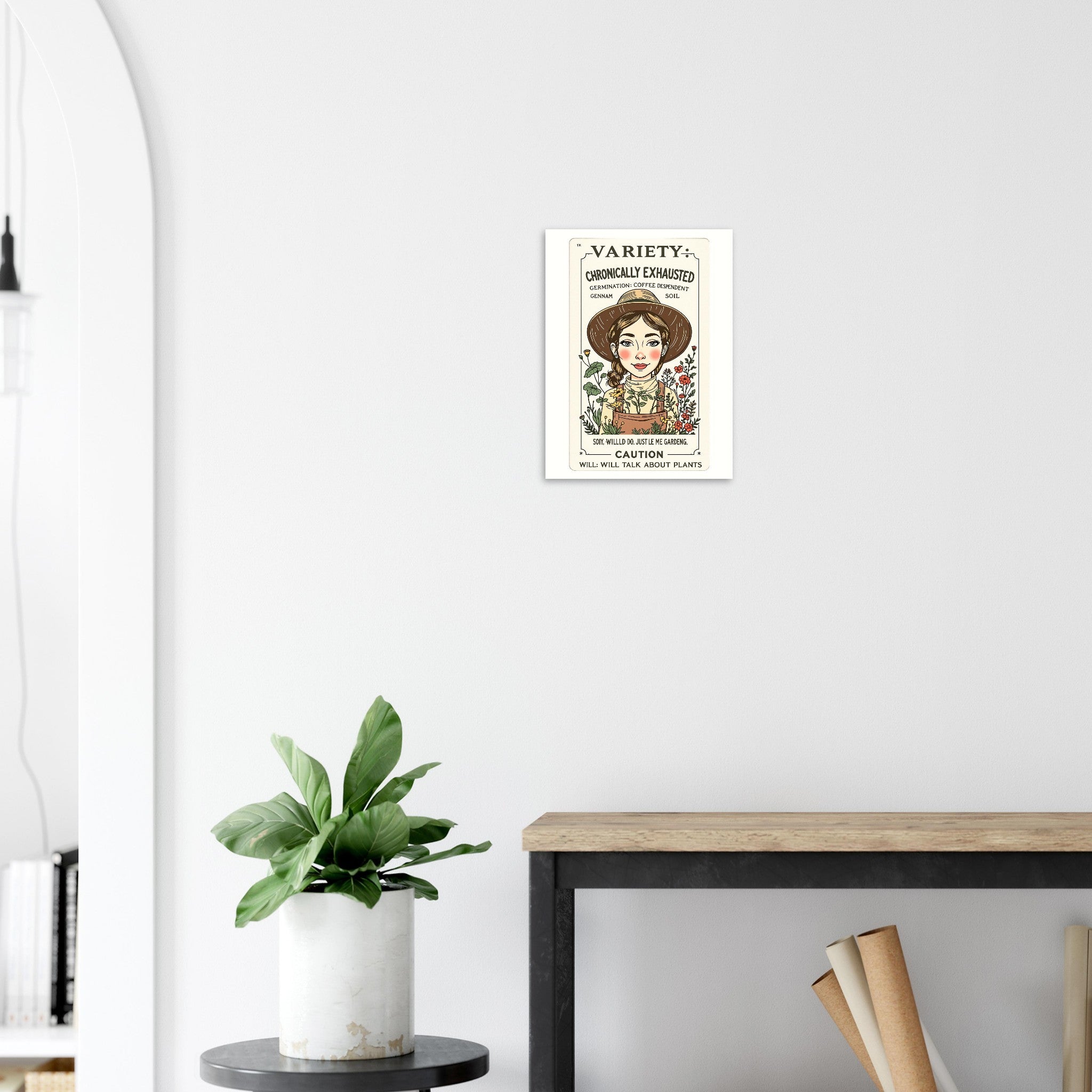 Chronically Exhausted Gardener Seed Packet Art Print Poster Wall Art UK UK Gift Art Print — detail view | Wild Thread Co