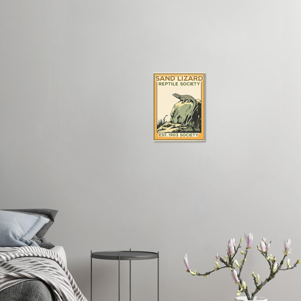 Sand Lizard Vintage Travel Poster Art Print — detail view | Wild Thread Co