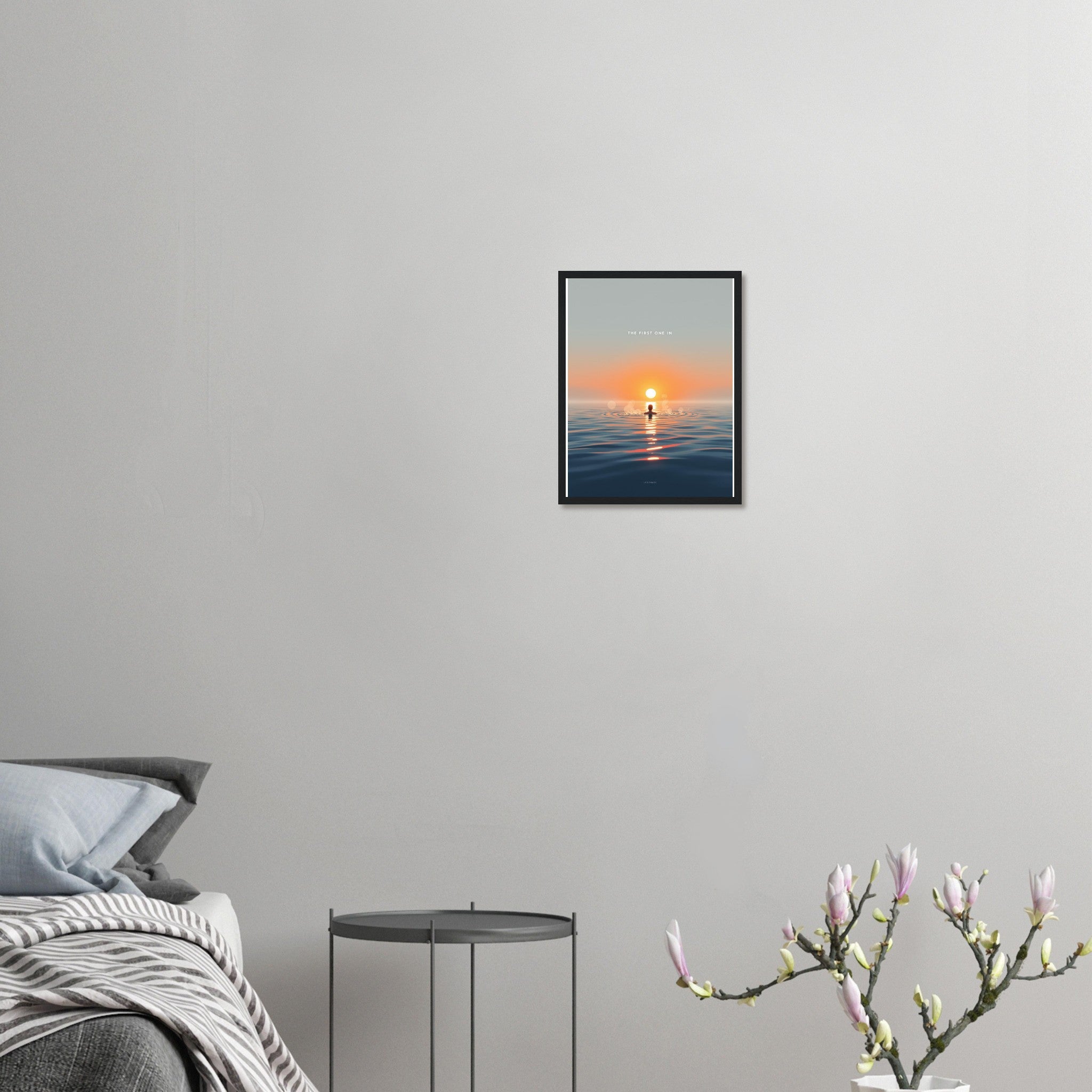 Open Water Dawn Swim Framed Art Print — detail view | Wild Thread Co