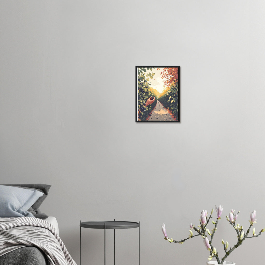 Hedgerow Blackberry Foraging Framed Print Wall Art Ready to Hang UK Framed Art Print — detail view | Wild Thread Co