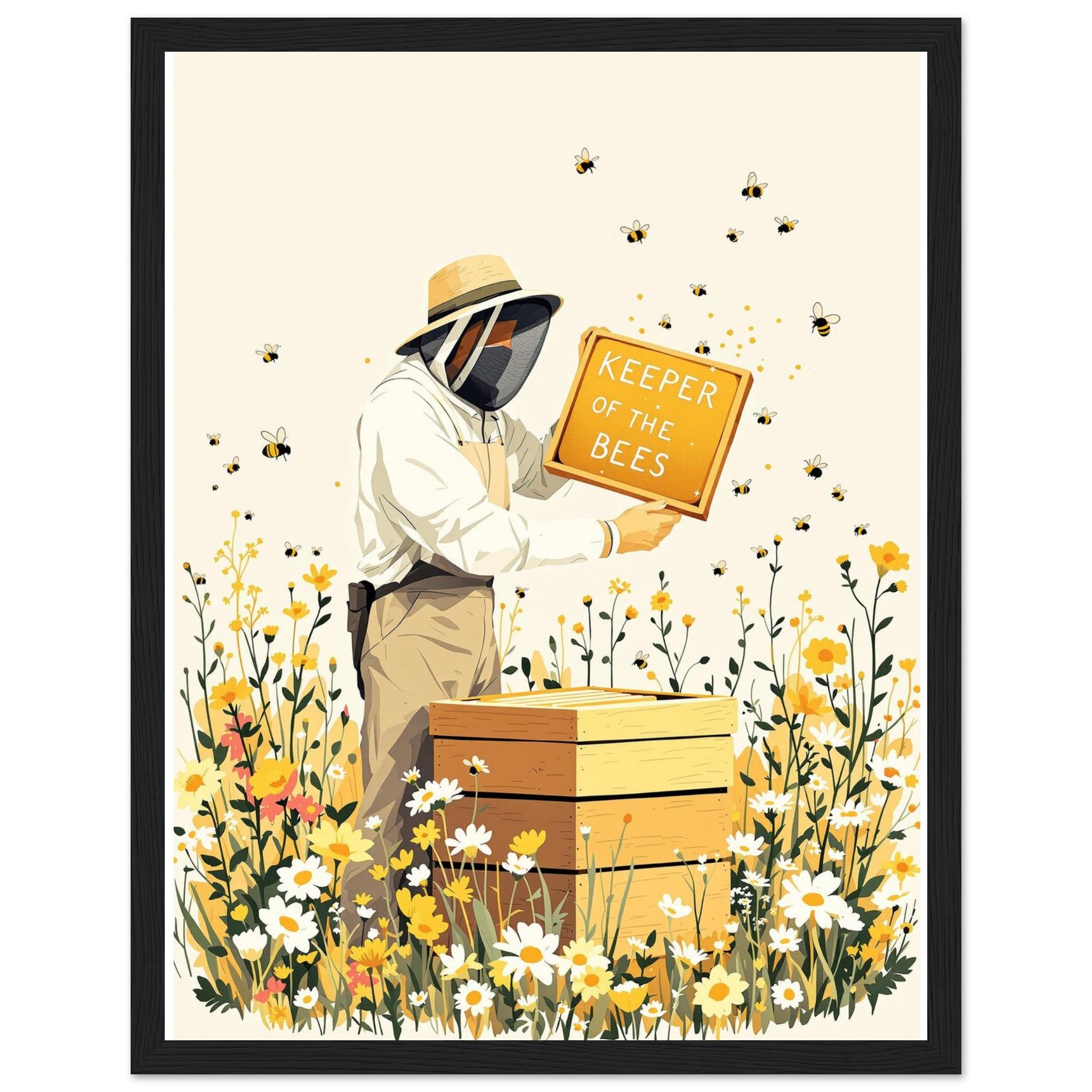 Beekeeper Meadow Hive Art Framed Print Wall Art Ready to Hang UK — Framed Art Print | Wild Thread Co UK