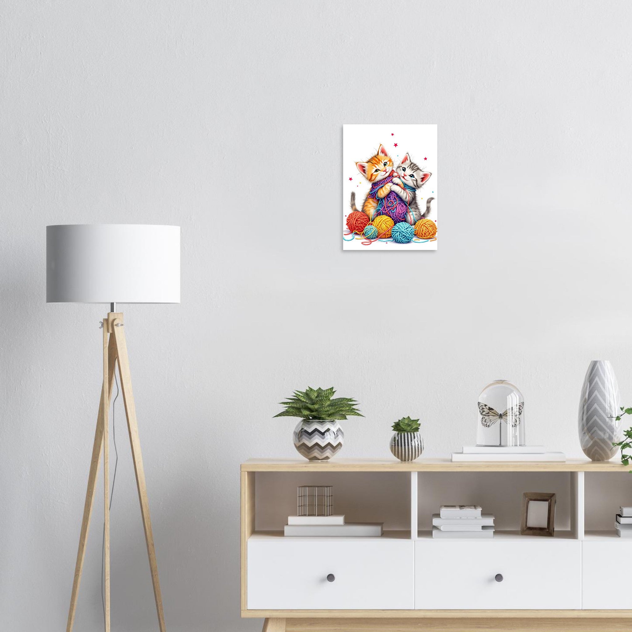 Cats Playing Yarn Art Print Poster Wall Art UK — Art Print | Wild Thread Co