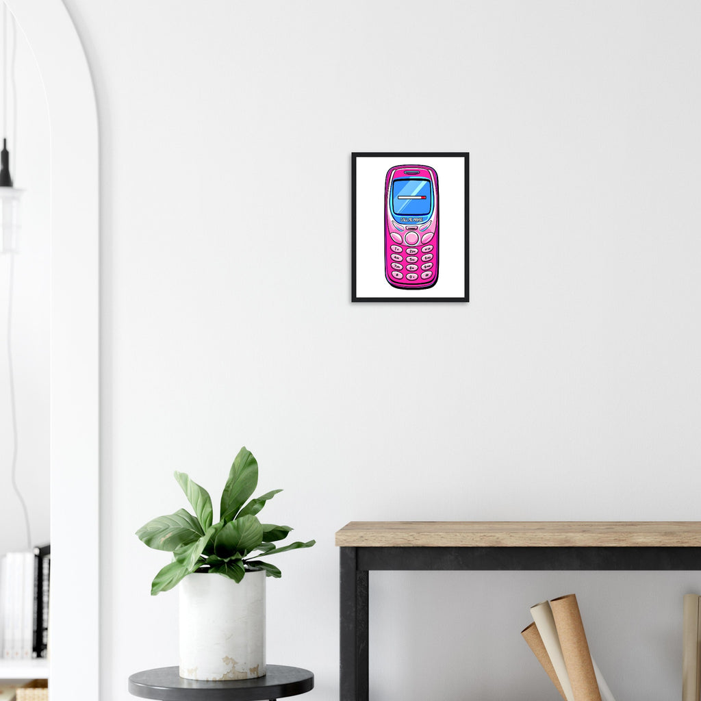 Y2k Flip Phone Nostalgia Framed Art Print — detail view | Wild Thread Co