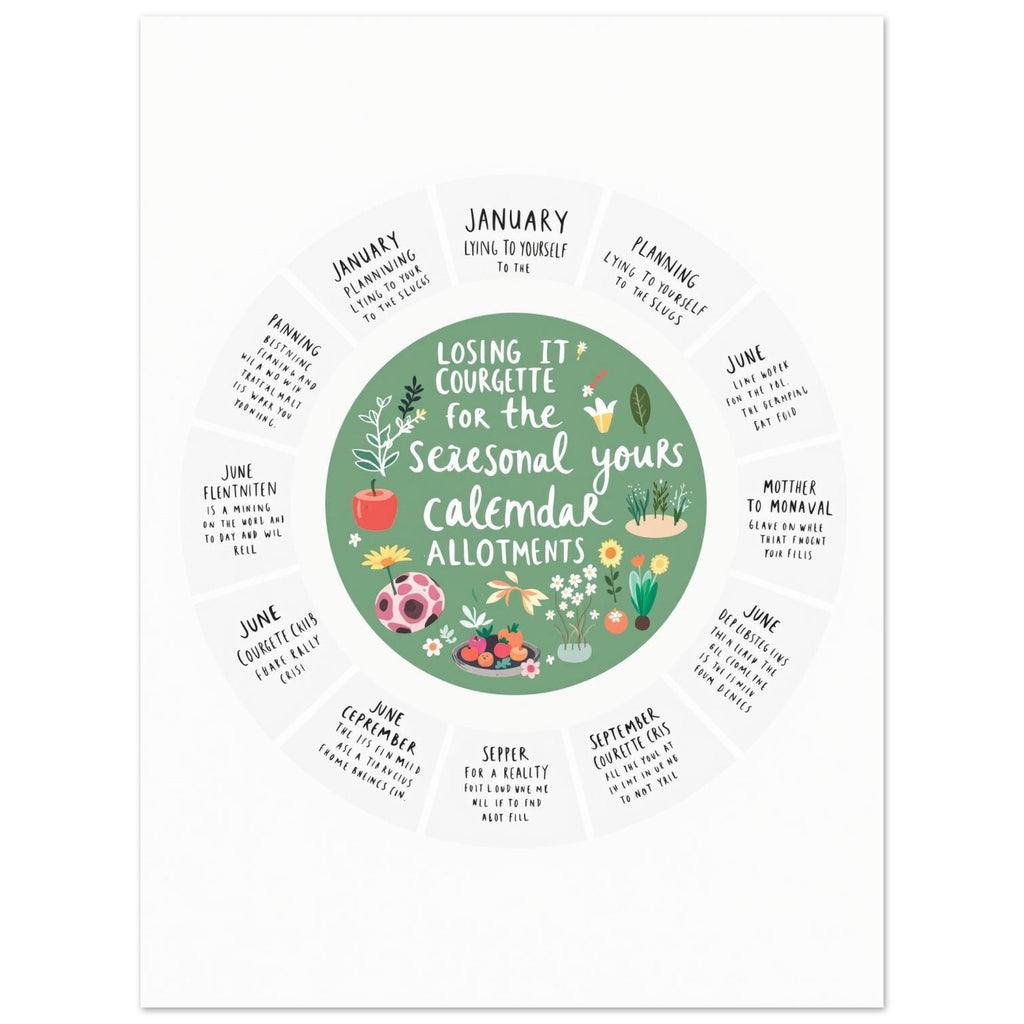 Allotment Calendar A1 Gardening Gift UK Vegetable Grower Art Print Poster Wall A — Art Print | Wild Thread Co