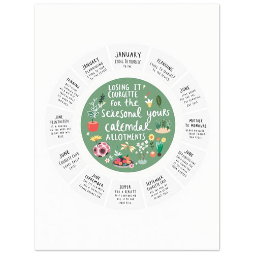 Allotment Calendar A1 Gardening Gift UK Vegetable Grower Art Print Poster Wall A — Art Print | Wild Thread Co