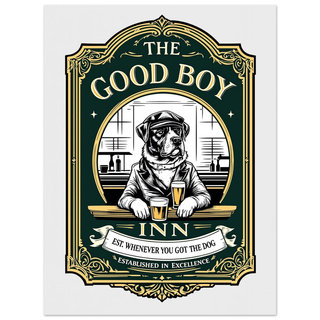 The Good Boy Inn Dog Dad Pub Funny Gift Uk T-Shirt Unisex Cotton Tee UK UK Gift T-Shirt — detail view | Wild Thread Co