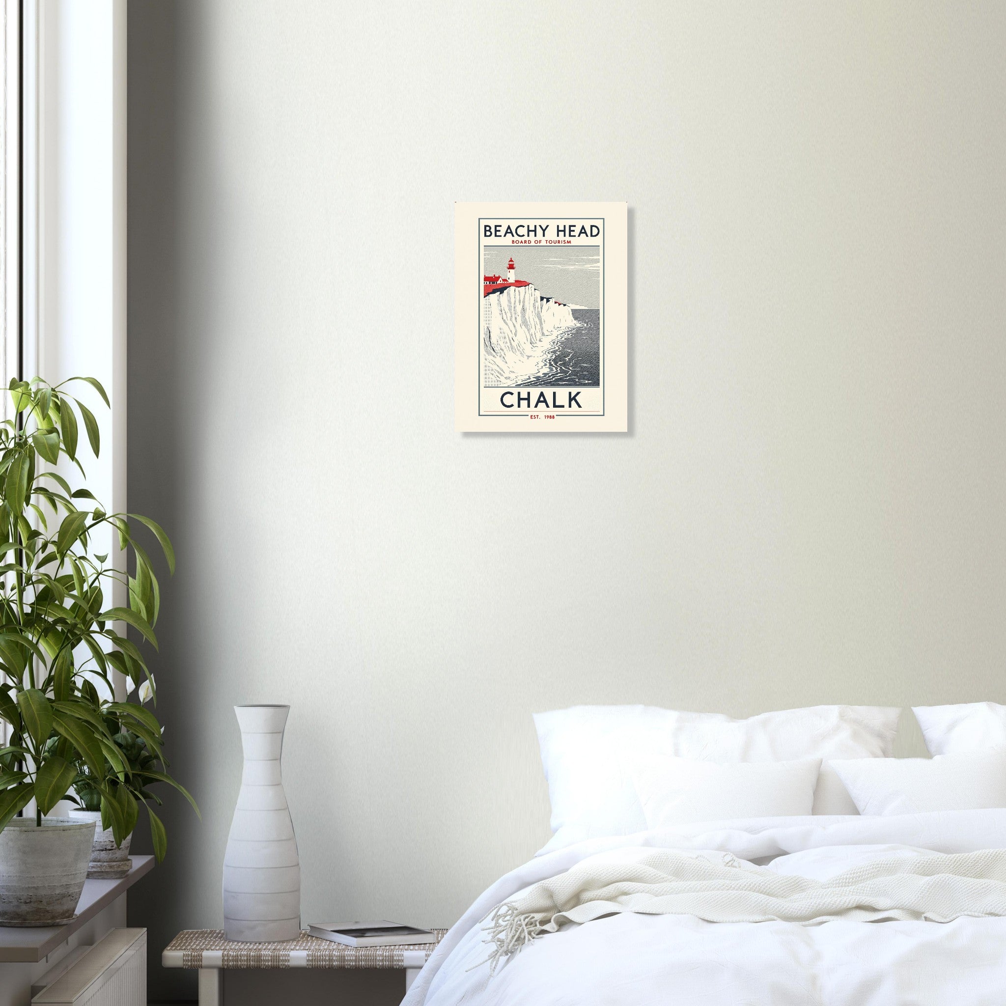 Beachy Head Vintage Travel Poster Art Print — detail view | Wild Thread Co