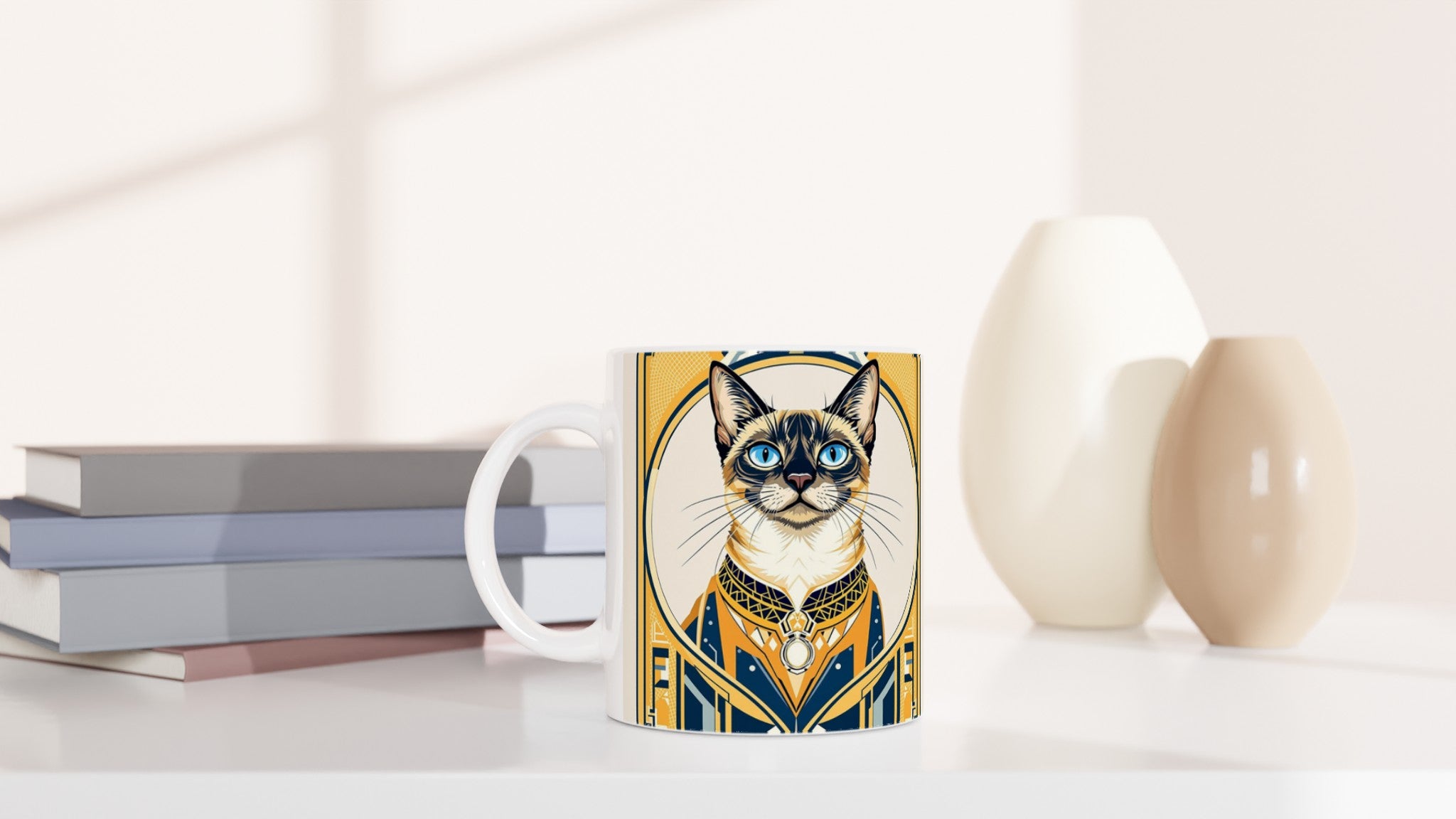 Siamese Cat Elegance Mug — detail view | Wild Thread Co