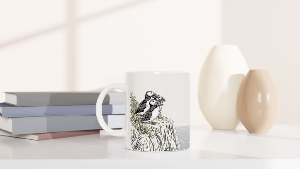 Puffin Colony Mug — detail view | Wild Thread Co