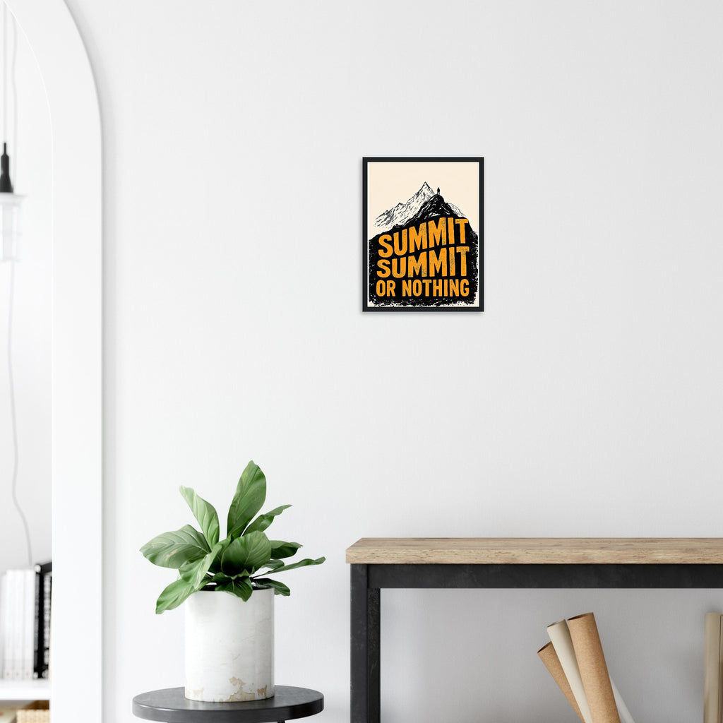 Gorpcore Mountain Summit Framed Print Wall Art Ready to Hang UK Framed Art Print — detail view | Wild Thread Co